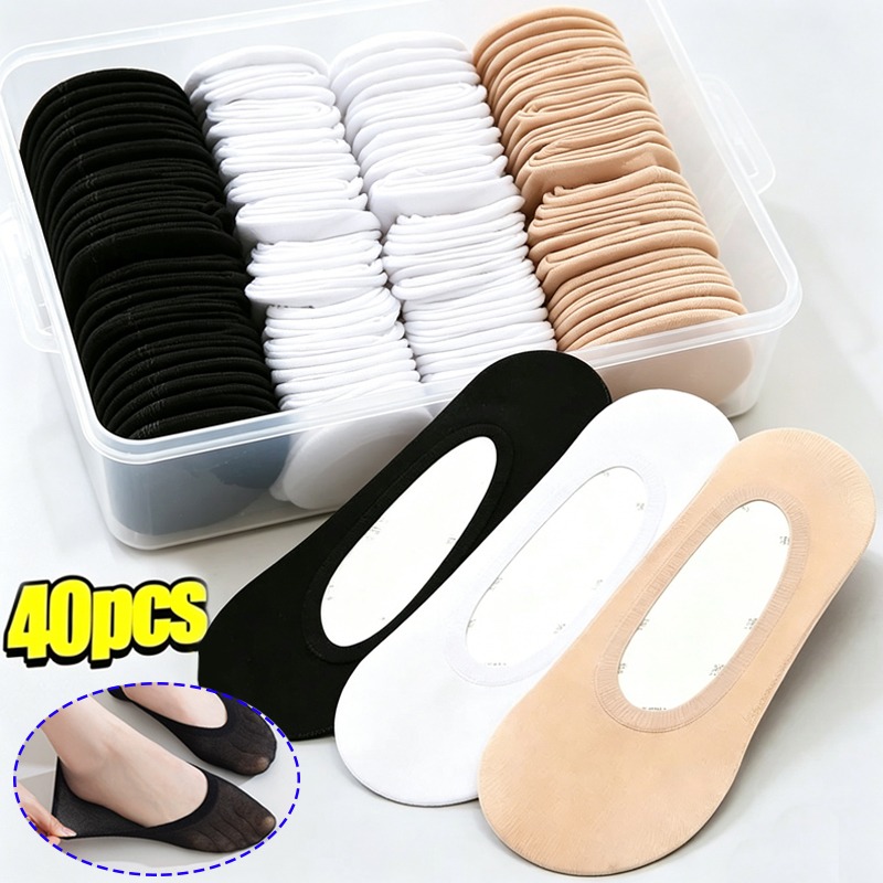Heel Liner Grip - 20/40 szt. Antypoślizgowe, niskie, niewidoczne skarpetki,